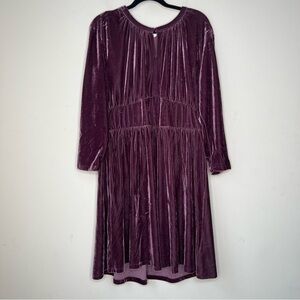 TERRA SKY Crushed Velvet Purple Dress NWT